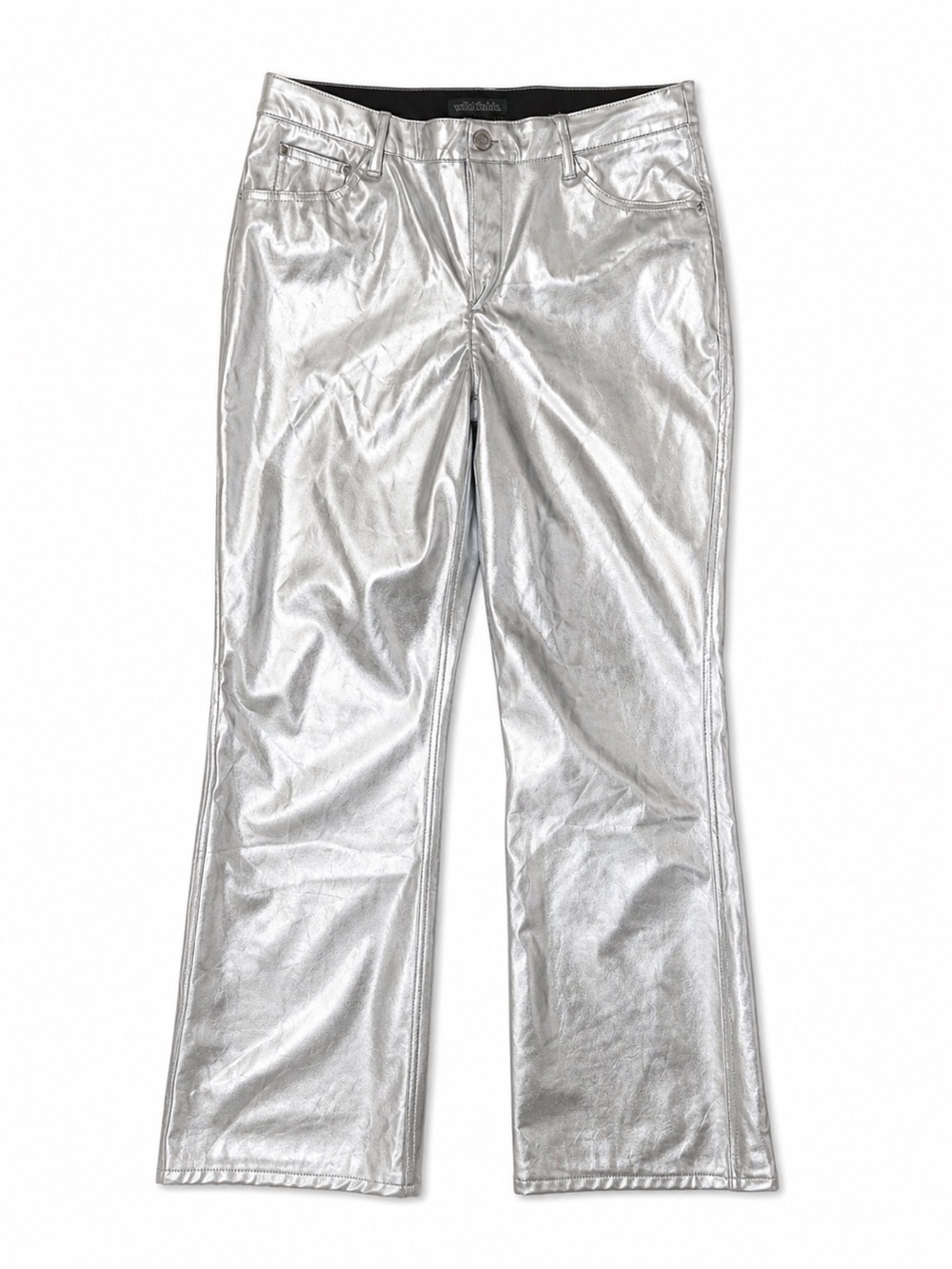Wild Fable Silver Metallic Pants Size 12 High Rise Stretch Straight Leg